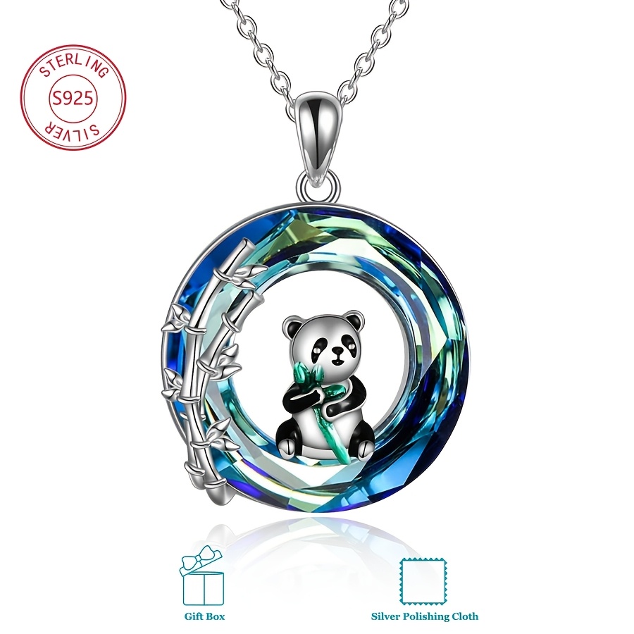 Panda Crystal Pendant Necklace in S925 Sterling Silver